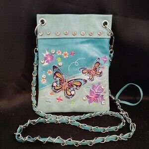 Zelris crossbody phone bag butterflies and flowers S Turquoise Womens Blue